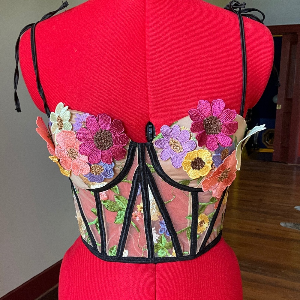 CLUB EXX Floral Corset Top Small NWOT